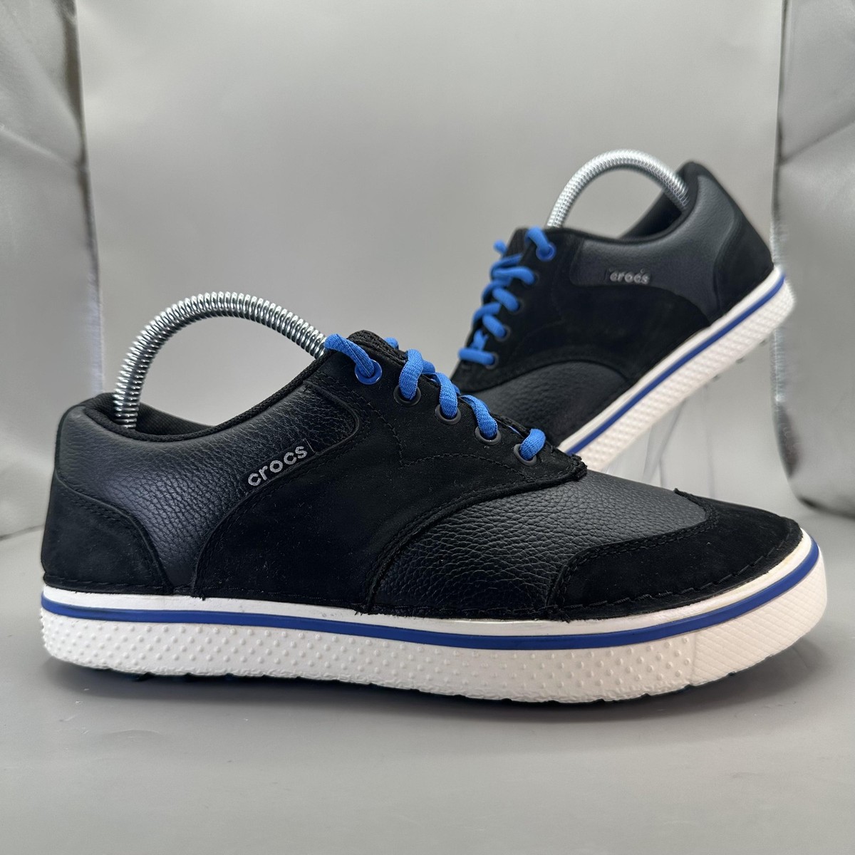 Crocs Hank Haney Leather Spikeless Golf Shoes Black/White/Blue 15099  Mens Sz 10 crocs golf shoes men products for sale | eBay main image 3