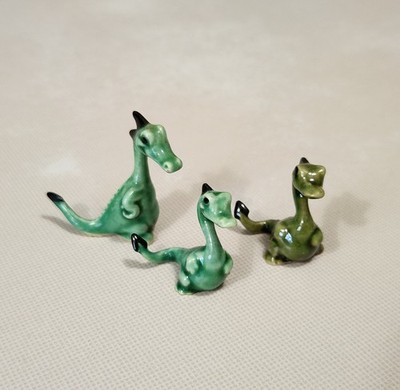HR Hagen Renaker Miniature Papa and Mama Dragon Figurines READ added
