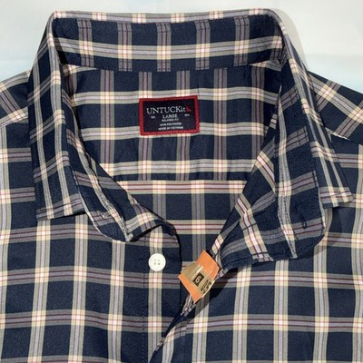 UNTUCKit Dorin Performance Button Front Shirt Men's Large Multicolor Checks