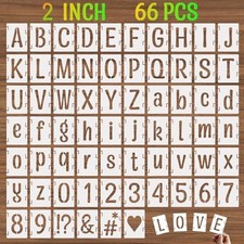 2 Inch Alphabet Letter Stencils, 66 Pcs Reusable Plastic Letter Number Symbol...