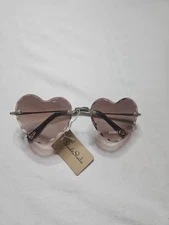 Heart Shaped Rimless Sunglasses Women Fashion Shades
