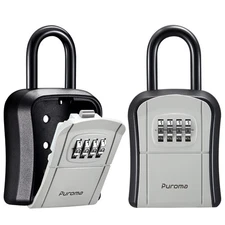 Portable Key Lock Box, Wall-Mounted Key Storage, Resettable Code, 2 Pack