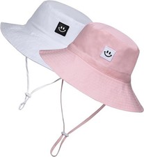 2 pack Baby Sun Hat Smile Face UPF 50 Toddler Bucket Hat for Boys Girls