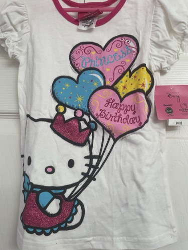 Girls Hello Kitty Princess Birthday Fashion Tee Size 6