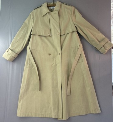 VTG SHARON RAINWEAR Women`s 13/14 Trench Rain Coat MADE IN POLAND Tan EUC