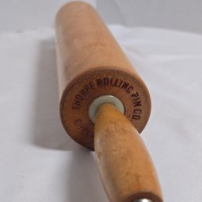 Vintage Thorpe Rolling Pin Maple Wood 18 in w/ Handles 2 1/4" Dia Cheshire CT