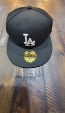 New Era Los Angeles Dodgers 59FIFTY Fitted Black Baseball Cap Size 7