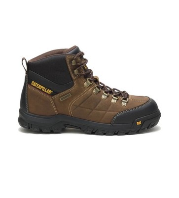 CAT THRESHOLD WP Waterproof SR Slip Resistant SOFT TOE Boot P74128 Brown Size 12
