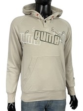 Puma Herren Hoodie Beige Größe M Logo Grafik Streetwear Casual