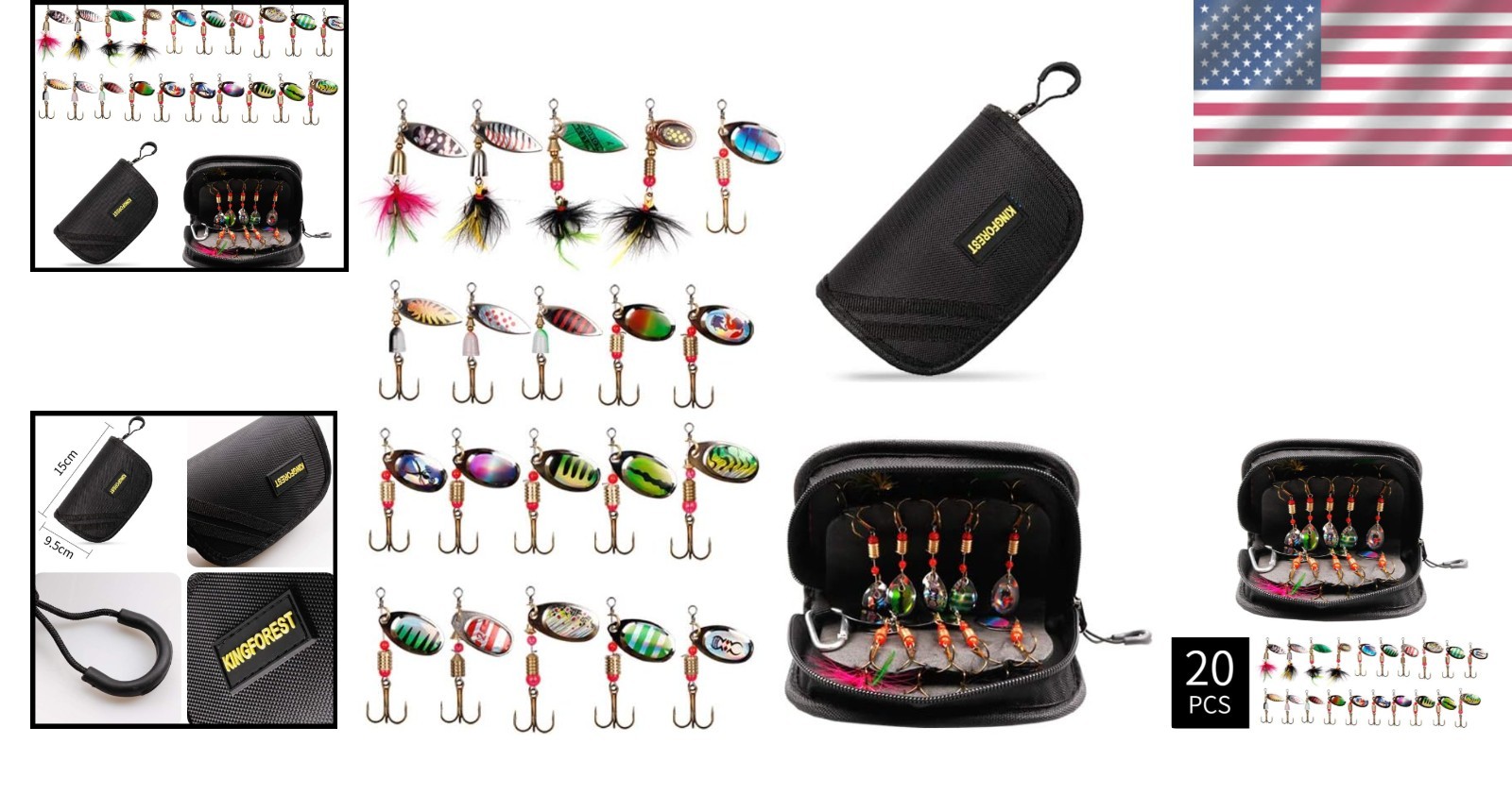 Bass Walleye Spinnerbait Lures with Tackle Box - Image 2