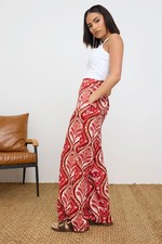 PixieGirl Petite Women's Paisley Print Wide Leg Trousers