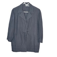 Chico s 2 Reg 12 Black Linen/Rayon Hidden Snap Front Blazer/Jacket w Pockets