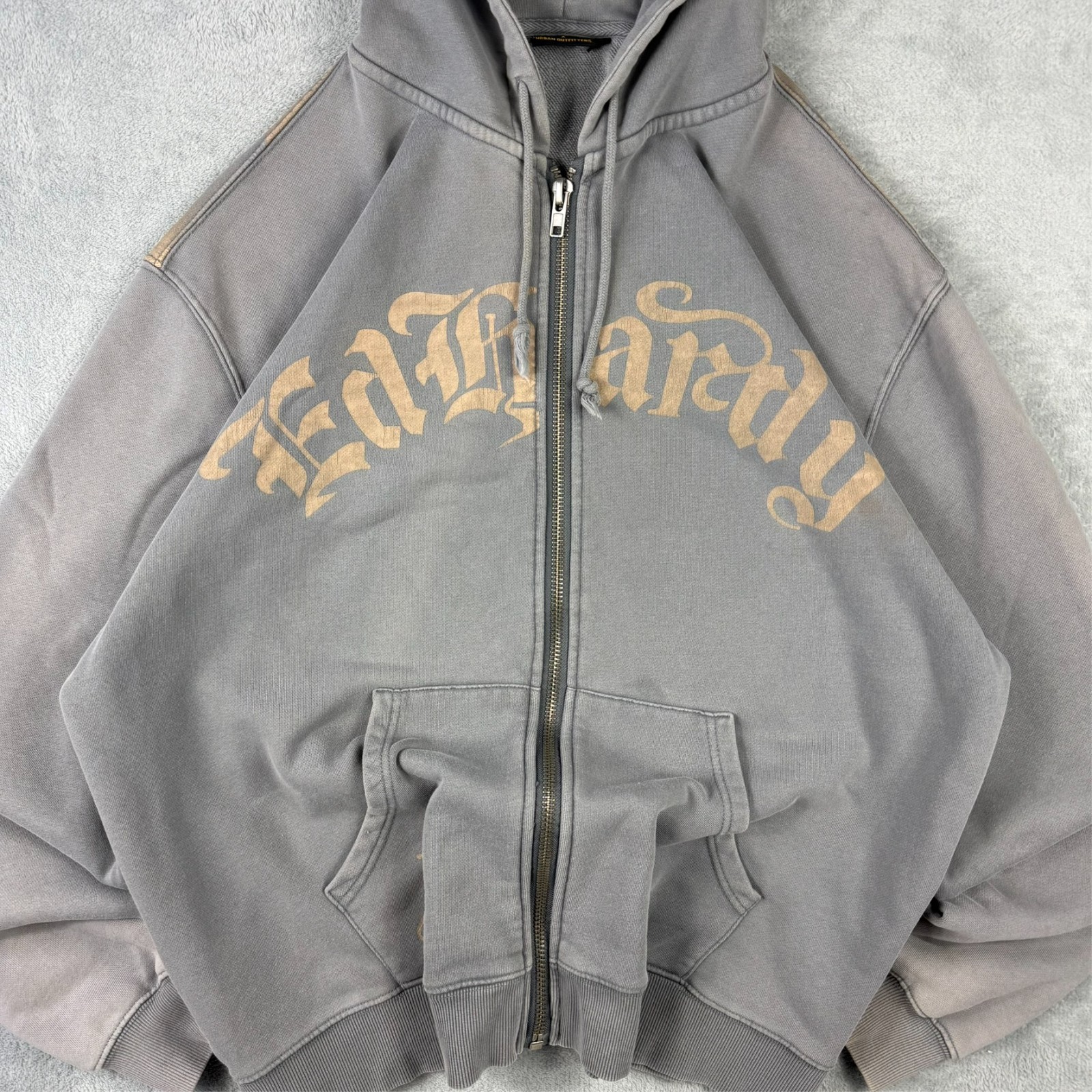 Vintage Ed Hardy x UO Exclusive Photography Print Grey Gold Lrg Full Zip Hoodie image 3