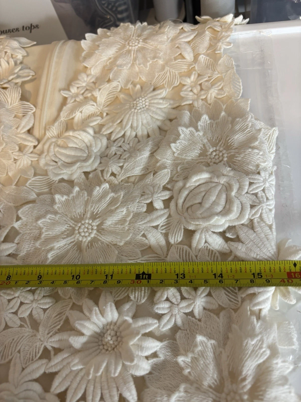 Abito floreale pizzo 3D Tory Burch Merida avorio celebrità nuziale doccia S 6 $795 bianco