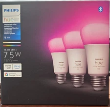 Philips Hue Smart 3 Pack , 75W A19 LED Bulbs 590174 NEW