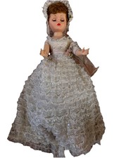 Bride Doll 1950  s Betty Beautiful Or Manco Lace Wedding Gown Shoes As Is Read