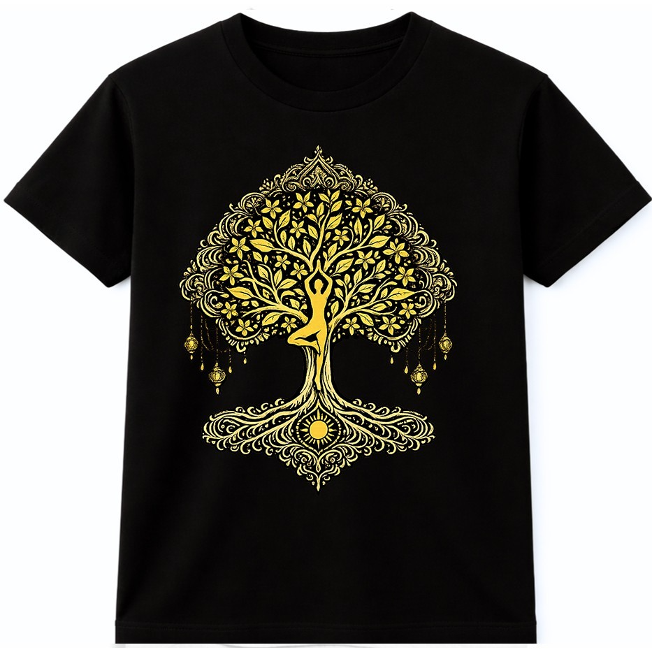 Tree Of Life Yoga T Shirt Meditation Mindfulness Graphic Tee Nature Floral Top