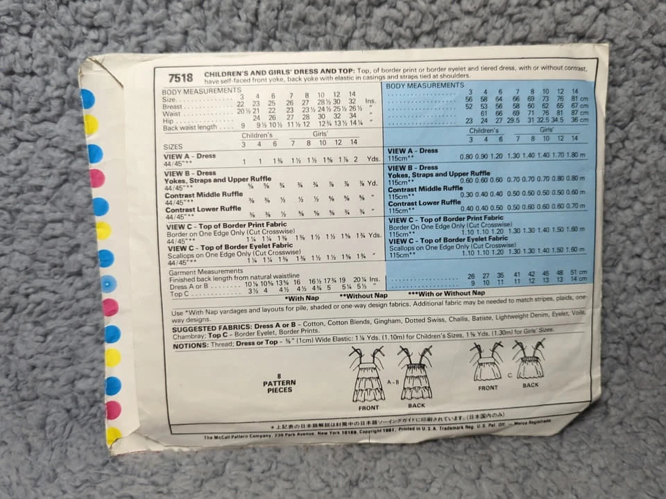 DRESS SEWING pattern CUTIE Girls BLOUSE Sz 14  Sz 32 / 26 / 34 - Image 3 of 4