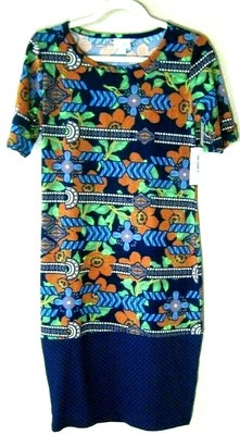 Lu La Roe Julia Womens Small Dress Multicolor Floral Short Sleeve New NWT