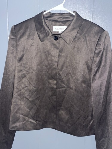 CALVIN KLEIN Silver Charcoal Gray Blazer Jacket NWOT NEW Womens Size 14 ❤️blt11j - Picture 7 of 10