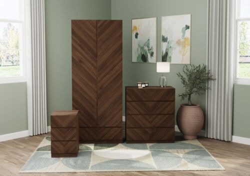Catania 2 Door 1 Drawer Wardrobe Royal Walnut - Picture 2 of 8