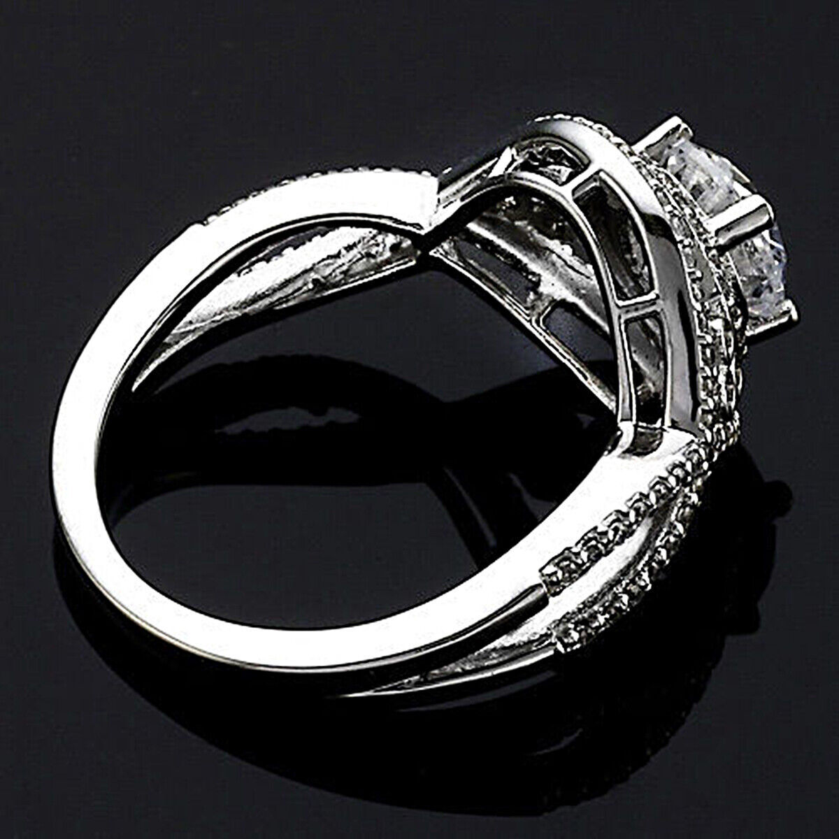 Bague De Fiançailles Or Blanc 14 Carats Diamant 2.50 Ct - Tige Torsadée - Neuf Avec étiquettes
