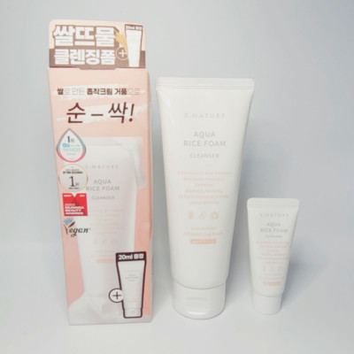 [S.NATURE] Aqua Rice Foam Cleanser 5.41oz / 160ml+ 20ml Mild Acidic Set K-Beauty