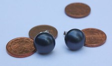 11mm noir perles d'eau douce bijoux Boucles d'oreilles argent 925