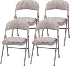 MECO Sudden Comfort Deluxe Portable Metal Fabric Padded Folding Chair,Gray