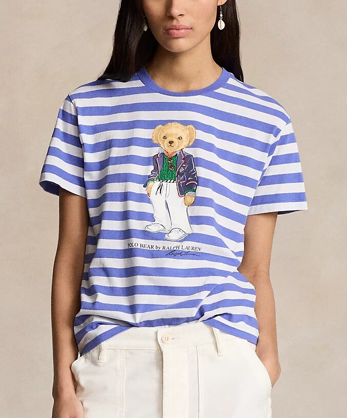 Polo Ralph Lauren Women's Polo Bear Striped Cotton Tee | eBay