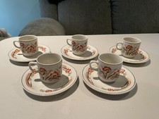 Vintage Set of 5 China Demitasse Tea Cups  Saucers 10 Total Pieces Stamped