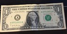 $1 bill, series 2017, serial# A 07710011 B (3 of a kind) — photo 1