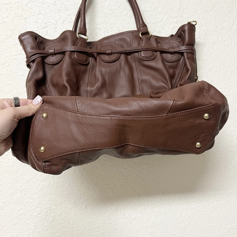 Bolsa de ombro Isaac Mizrahi Live LG satchel couro bolsa tote marrom - Imagem 4 de 4