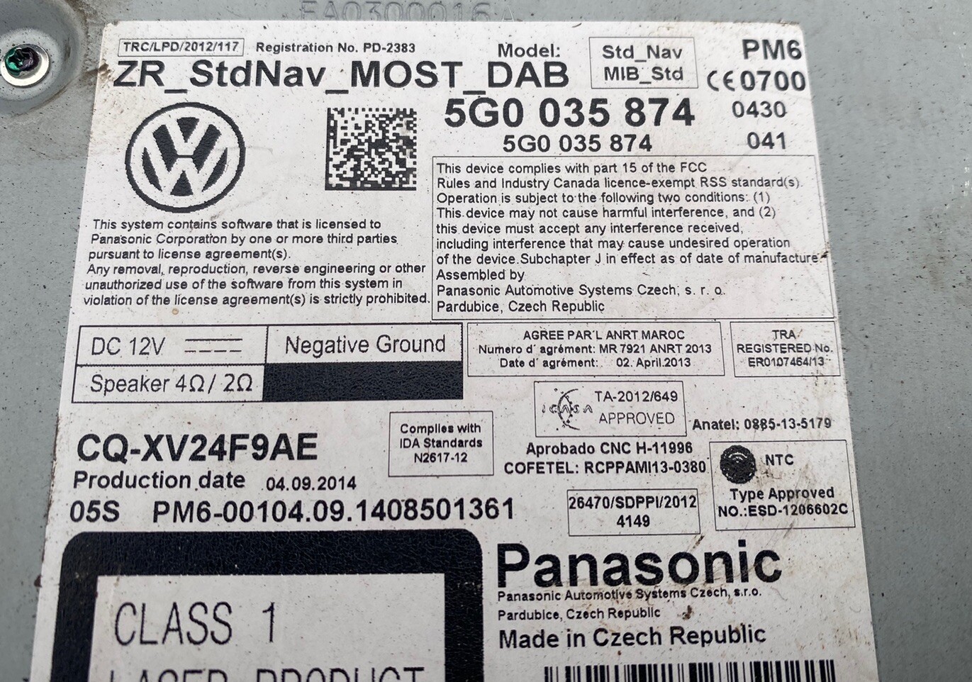 2013 Volkswagen VW Golf Mk7 SD Satellite Navigation SAT NAV CD 