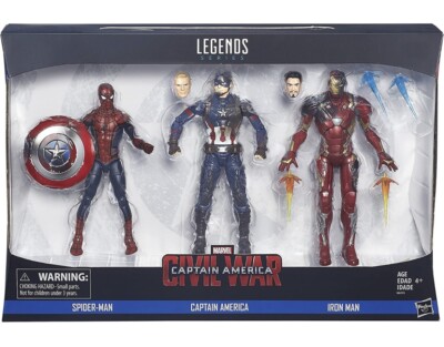 Marvel Legends Civil War Spiderman Ironman Captain America 3 Pack