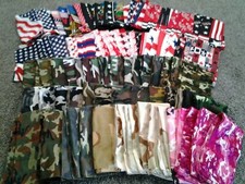 5 BANDANA PAISLEY PATRIOTIC FLAG CAMO HANKY WESTERN COWBOY BIKER HIPPIE SCARF