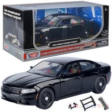 MOTORMAX 2023 DODGE CHARGER POLICE CAR BLACK Blank 1/24 Diecast Model Kit 76810