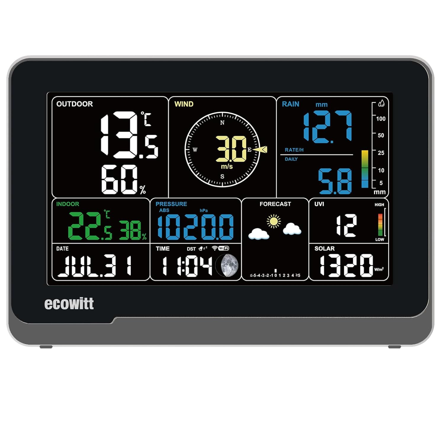 Console couleur LCD WS3900_C station météo écran 7.5 pouces thermomètre