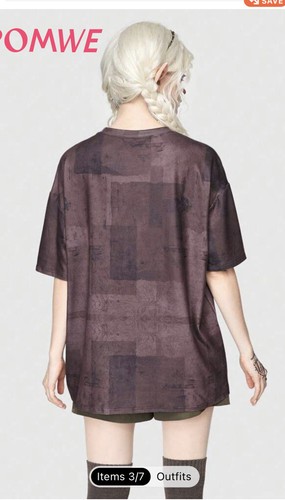Shein Romwe Butterfly Drop Shoulder Tshirt Top Size M 10 Plum Brown Fairycore - Picture 3 of 9