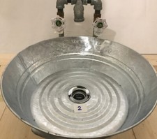 Rustico Lavello Vaso Zincato Secchio/Vasca Tubo Industriale Rubinetto e Scarico (Taglia 2)