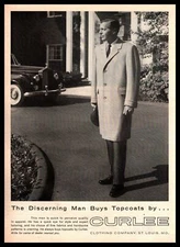 1962 Curlee Clothing Company St. Louis MO Topcoats "The Discerning Man" Print Ad