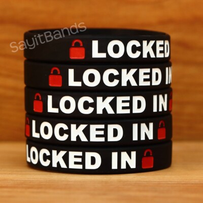 Set of LOCKED IN Wristbands - Inspirational Bracelet Lot - Exercise Wrist Bands