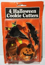 Fox Run Craftsmen  Halloween Metal Cookie Cutters Set 4 Owl Witch Bat Pumpkin