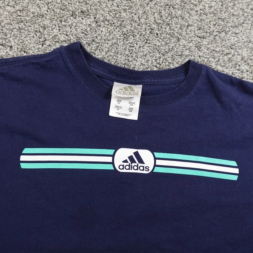 Camiseta De Colección Adidas Para Mujer XL Azul Gráfico Spellout Manga Corta Informal Y2K 00s Foto 2 de 4