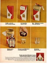 1963 Ballentine's Scotch Whisky Holiday Christmas Gift Wrapped Box Set Print Ad