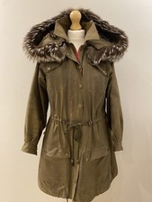Matthew Williamson Waxed Parka With Detachable Fox Fur Hood Size Xs Uk8