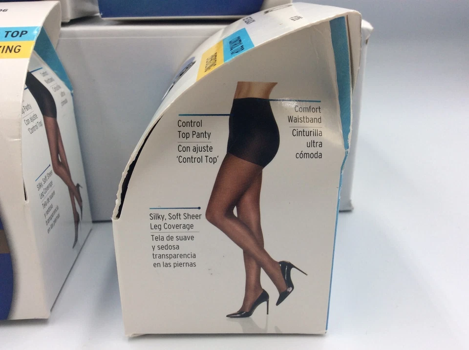 Meia-calça Leggs Sheer TAMANHO Q Energizing Jet preta suporte leve, PACOTE COM 4 - Imagem 2 de 4