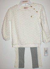 Juicy Couture Girls 2 pc Faux Fur Hearts Top With Colorblock Pant Grey Set 6 NWT