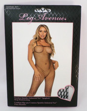 Leg Avenue Seamless Spandex Industrial Net Body Stocking with Spaghetti Strap