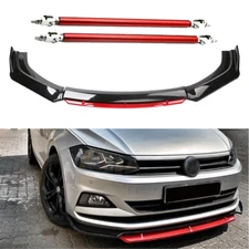 Front Bumper Lip Body Kit Splitter Spoiler Glossy Black Red For Volkswagen Rab